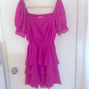 Leyden L Hot Pink Ruffle Dress